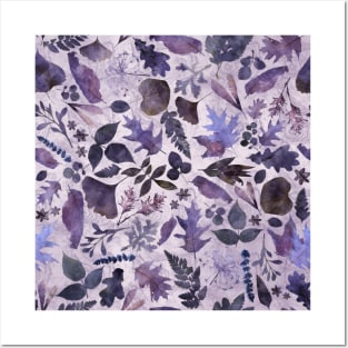 Woodland foliage, lilac purple mauve, watercolor wash Posters and Art